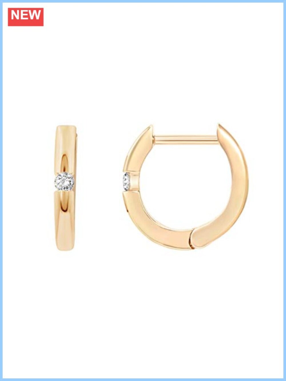 14K Gold Plated Cubic Zirconia Small Huggie Hoop Earrings 925 Silver Posts
